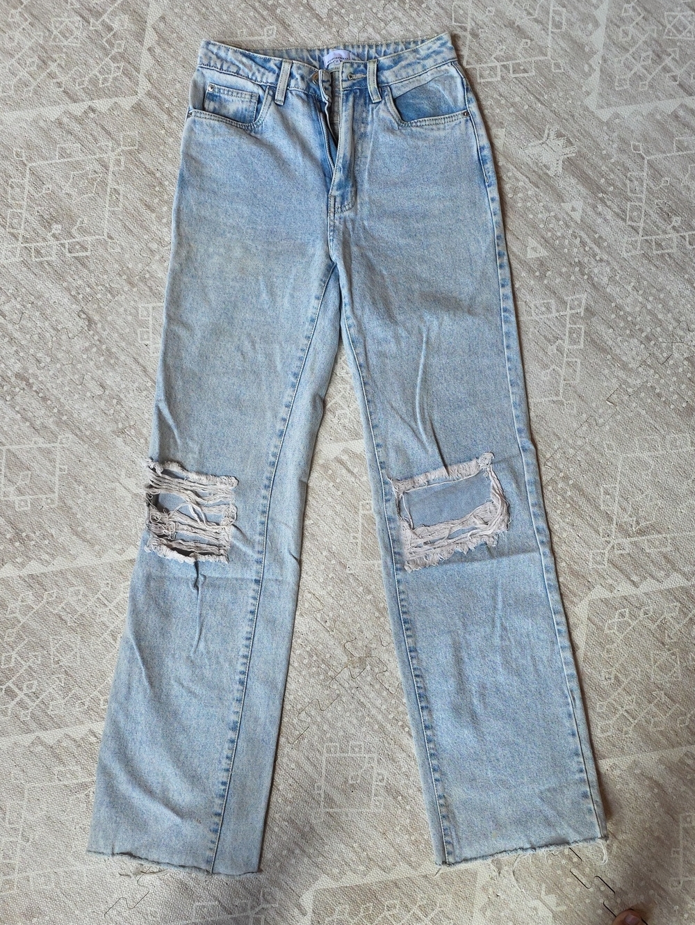 WeWoreWhat Light Blue Distressed Straight-Leg Jeans